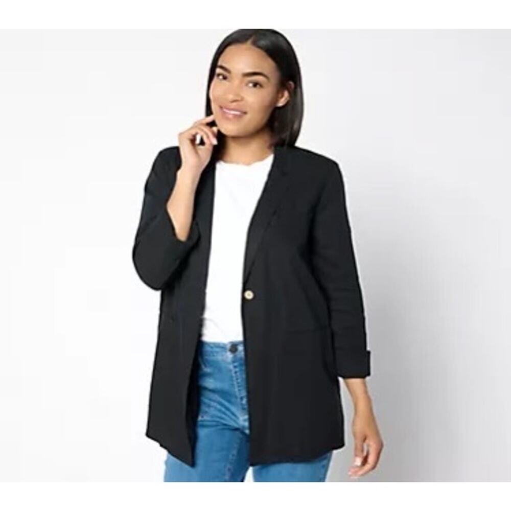 ‼️3/$30‼️ Peace Love World Black Linen Blend Blazer XXS Relaxed Fit Career